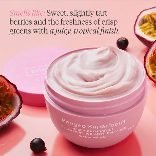 Miniatura 4 de Briogeo Superfoods Acai + Passionfruit - Mascarilla ligera de hidratación para el cabello Tratamiento acondicionador profundo sin proteínas