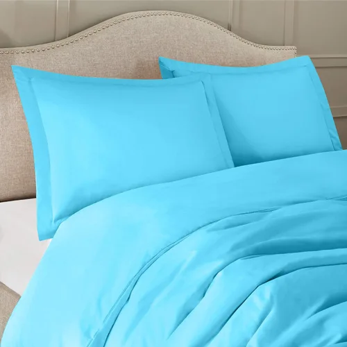 Miniatura 4 de Clara Clark Funda de edredón de microfibra ultra suave de doble cepillado, funda de edredón con cierre de botón y 2 fundas de almohada, color azul