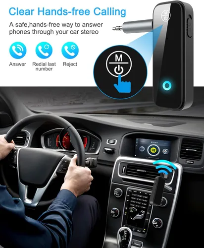 Miniatura 5 de Paquete de 2 adaptadores Bluetooth AUX para automóvil, transmisor receptor Bluetooth 5.4 2 en 1 para automóvil con pantalla de visualización