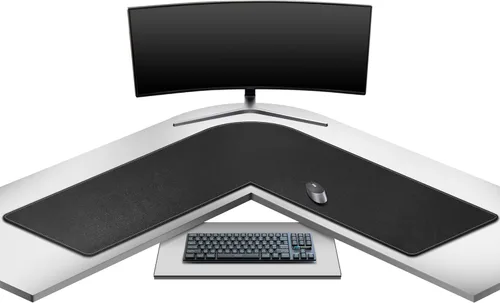 Miniatura 11 de Mydours Almohadilla de escritorio en forma de L, (38"+38") x 13" gran almohadilla de escritorio de cuero PU en esquina, almohadilla de mouse