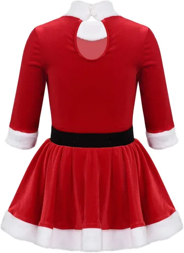 Miniatura 2 de TiaoBug Disfraz de señora Claus para niñas, disfraz de Papá Noel, vestido de fiesta de Navidad, vestido de patinaje sobre hielo, ballet, baile