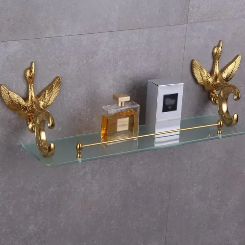 Miniatura 3 de Estante de cristal de cisne para ducha, juego de accesorios de baño, montaje en la pared, 19.7 in, soporte de una sola capa, organizador de baño