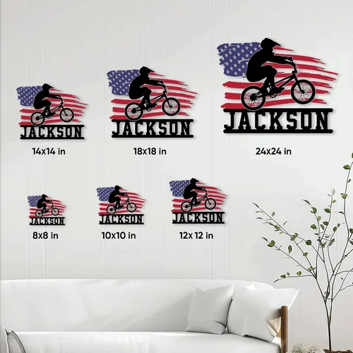 Miniatura 4 de Letrero de metal BMX personalizado – Bicicleta, pared de bicicleta, garaje, habitación, patio, hogar, decoración de oficina – Regalo para mamá