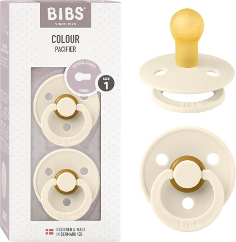 Miniatura 81 de BIBS - Paquete de 2 chupetes Bibs Colour, calmante, libre de bisfenol A, punta redonda, látex de goma natural Noche de vainilla