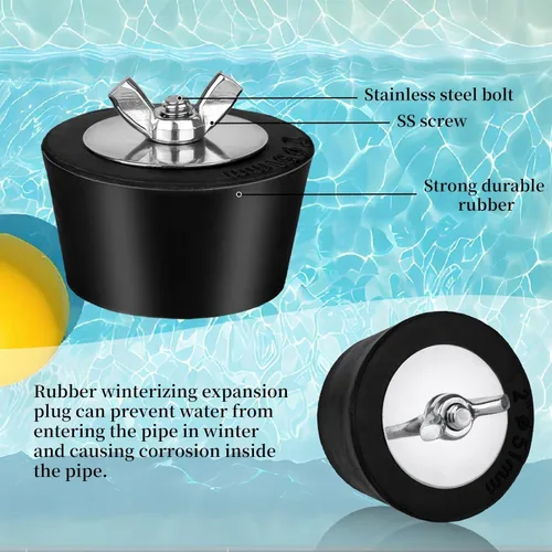 Miniatura 3 de 2 tapones de invierno para piscina de 1-1/2 pulgadas, expansión de invierno de PVC/tubos de acero con tornillo SS, pernos de acero inoxidable, goma
