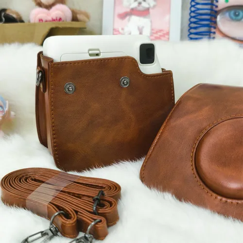 Miniatura 5 de Protective Case for Fujifilm Instax Mini 7+ SE Instant Camera, Premium PU Leather Mini 7 Plus 7c 7s Case Bag with Removable Adjustable Strap (Brown)