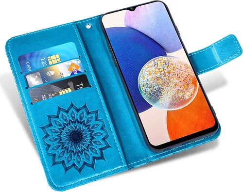 Miniatura 2 de Asuwish Funda de teléfono para Samsung Galaxy A14 5G con protector de pantalla de vidrio templado y funda delgada de piel de girasol, soporte