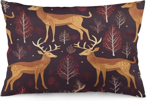 Miniatura 15 de Fundas de almohada refrescantes con diseño de reno burdeos, fundas de almohada lumbar para exteriores con cremallera invisible, funda de almohada