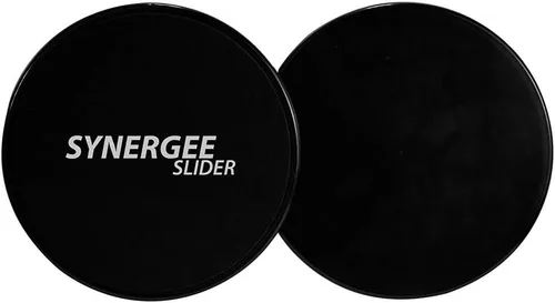 Synergee Deslizadores de zona central. Uso de doble cara en alfombras o suelos de madera dura. Equipo de ejercicio abdominal Negro azabache