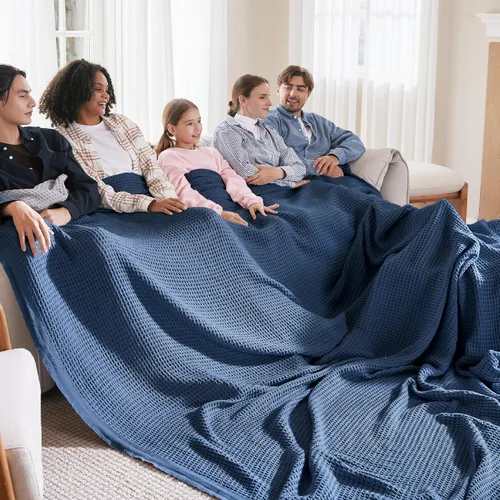 Miniatura 29 de Bedsure Gentlesoft - Manta de 100 % algodón, tamaño Twin XL, para dormitorio universitario, transpirable y suave, manta Twin de tejido waffle