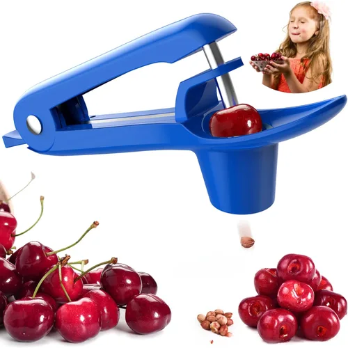 Cherry Pitter - Ordekcity Herramienta de acero inoxidable para remover el carozo de las cerezas con diseño de empuje manual, ahorra tiempo y espacio