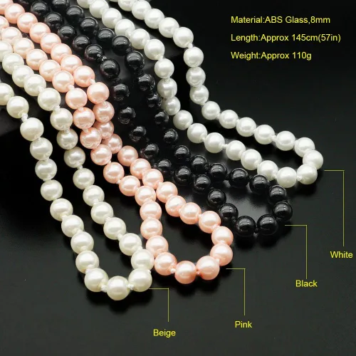 Miniatura 6 de JSEA Collar largo de perlas de cristal de imitación de 0.315in de longitud, collar de varias capas para mujer