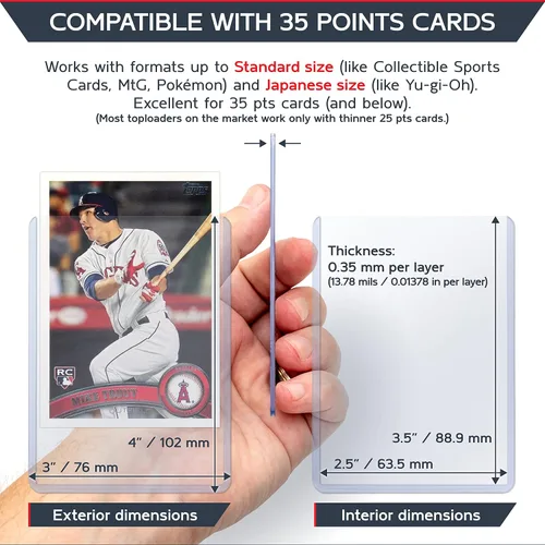 Miniatura 4 de Quiver Time Cargadores superiores de 3 x 4 para tarjetas, fundas de plástico duro duraderas de 35 puntos para tarjetas de deportes, béisbol, fútbol