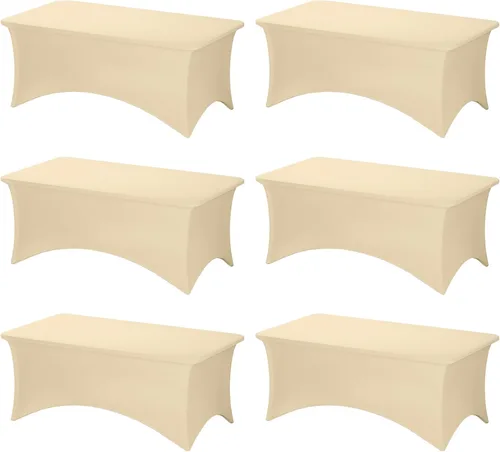 Miniatura 23 de Fixwal Paquete de 3 Manteles Negros para Mesas Rectangulares de 6 Pies, Manteles Rectangulares Elásticos de Spandex Ajustables de 6 Pies