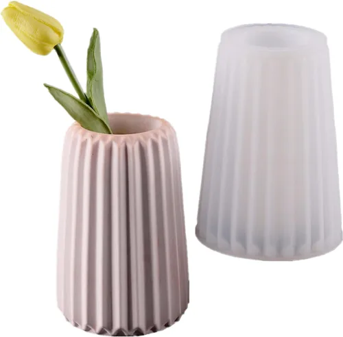 Miniatura 8 de Molde de silicona para florero a rayas, maceta suculenta, maceta de hormigón, yeso, molde de cemento, resina epoxi, soporte para bolígrafo