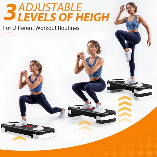 Miniatura 5 de Plataforma escalonada de entrenamiento aeróbico de 30 pulgadas con elevadores ajustables de 4 a 6 a 8 pulgadas, entrenamiento de ejercicio