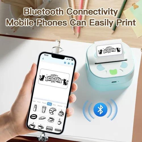 Miniatura 3 de PrintPods - Mini impresora de calcomanías para niños, impresora de fotos térmica portátil Bluetooth con 3 rollos de papel, impresora portátil