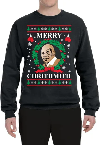 Miniatura 3 de Wild Bobby Merry Chrithmith Mike Tyson Ugly Christmas Sweater - Sudadera unisex con cuello redondo