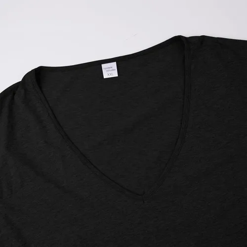 Miniatura 2 de Camisetas de manga larga con cuello en V profundo para hombre, ropa interior térmica elástica para entrenamiento muscular, ajustada