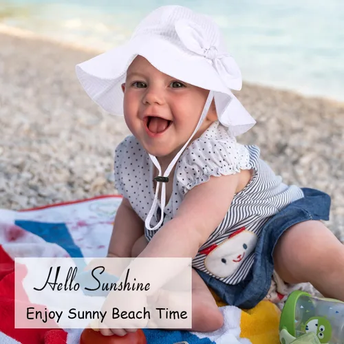 Miniatura 62 de Sombrero de sol para bebé niña con UPF 50+ sombrero de playa ajustable para exteriores con ala ancha