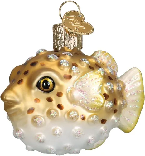 Old World Christmas Fish Collection Adornos de vidrio soplado para árbol de Navidad Pez globo