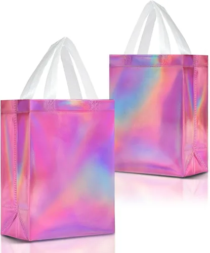 Miniatura 18 de Nush Nush Bolsas de regalo negras y doradas de tamaño mediano, juego de 12 bolsas de regalo reutilizables con asa