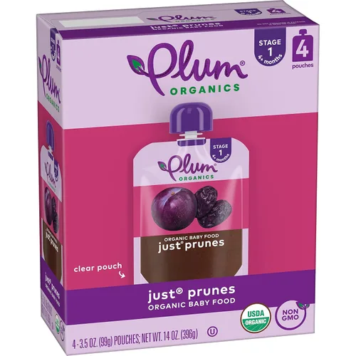 Miniatura 12 de Plum Organics Just Prunes, 4+ Meses - Portabebés de Alimentos Orgánicos, Bolsa de 3.5 oz (Paquete de 12)