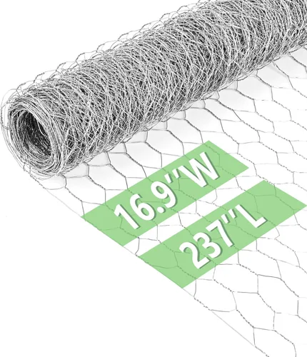 Miniatura 37 de Alambre de pollo de 13.7 pulgadas x 393.7 pulgadas, malla galvanizada hexagonal para jardín, valla de jardín para mascotas, conejos, pollos con 100