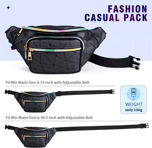 Miniatura 6 de JECIMER Riñonera para mujeres y hombres, Riñonera de moda para niñas, adolescentes y niños con 5 bolsas, cinturón negro, paquete de cintura, bolsa