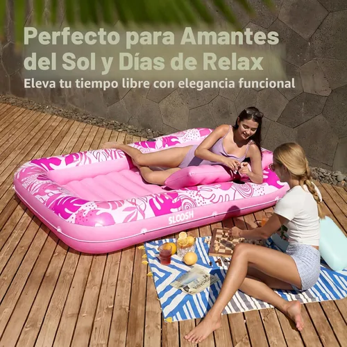 Miniatura 8 de SLOOSH Flotador inflable para tumbona de piscina, 70 x 46 pulgadas, flotadores de piscina para adultos con almohada, flotador 4 en 1 para balsa