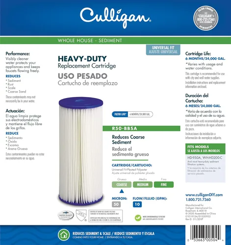 Miniatura 4 de Culligan R50-BBSA Cartucho de filtro de agua resistente para toda la casa, 24,000 galones