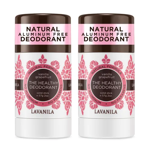 Lavanila Desodorante de vainilla y pomelo para mujer, paquete de 2 (2 onzas cada uno), desodorante sólido sin aluminio natural, fabricado en Estados