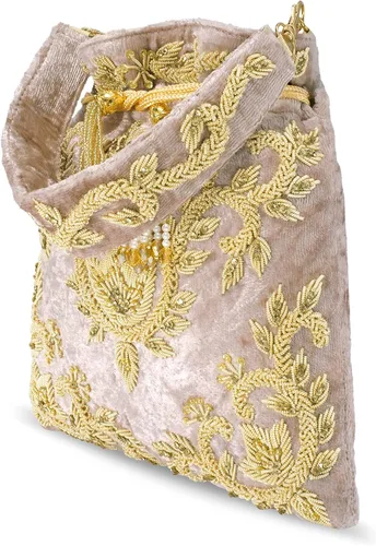 Miniatura 6 de Aheli Potli - Bolsas de noche para mujer bolso de mano étnico con cordón P71