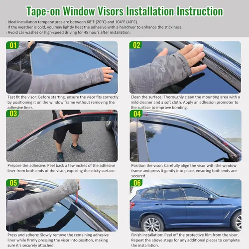 Miniatura 7 de Deflectores de ventana lateral, compatibles con Chevrolet Equinox EV 2024-2026, cinta en acrílico ahumado/tintado, 4 piezas, protectores de lluvia
