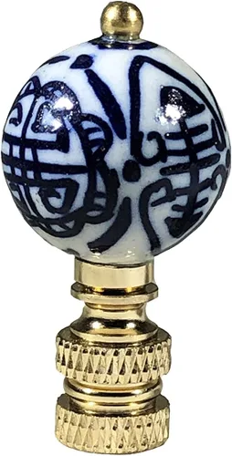 Miniatura 6 de Royal Designs, Inc. Decorativos Chinoiserie Azul y Blanco Terminales de Lámpara (Longevidad - 2 Pk)