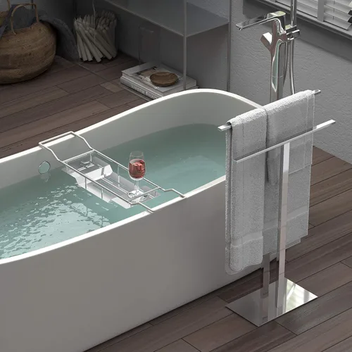 Miniatura 2 de Gatco 1552C - Toallero doble de pie moderno de 32.50 pulgadas, cromado