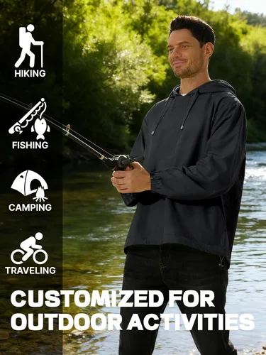 Miniatura 6 de Chaqueta impermeable para hombre, rompevientos, ciclismo, correr, senderismo, golf, viajes, capucha, ligera, plegable