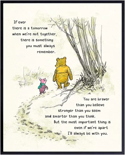 Arte de pared de Winnie - Decoración para habitación de niños de Pooh - Niños - Dormitorio para niñas pequeñas - Arte para guardería de bebés -