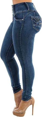 Miniatura 4 de Moda Xpress - Jeans ajustados con levantamiento de glúteos y cintura alta para mujer