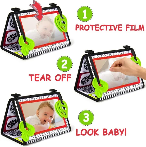 Miniatura 6 de teytoy Juguetes de espejo para bebé con mordedores, doble color blanco y negro, de alto contraste, juguetes de 0 a 6 meses, juguetes de desarrollo