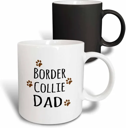 Miniatura 12 de 3dRose Border Collie Dog Dad - Taza de 11 onzas, color negro
