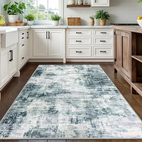 Miniatura 551 de IOHOUZE Alfombra abstracta lavable de 3 x 12 pies para pasillos, antideslizante para cocina, camino de entrada de lana sintética para interiores