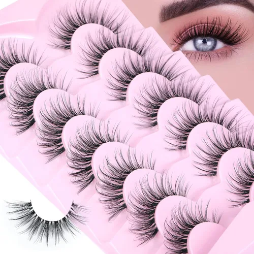 Miniatura 9 de 7 pares de pestañas postizas individuales esponjosas de visón - Extensiones de pestañas postizas de aspecto natural marrón