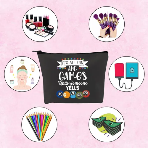 Miniatura 4 de TSOTMO Divertido regalo de jugador It's All Fun And Games Until Someone Grits Lucky Bag para mujeres amantes de los juegos, Beige, Blk-gritos Bingo