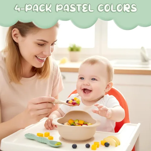Miniatura 7 de Cucharas de silicona para bebés de 6 meses, cucharas de alimentación para bebés sin BPA, cucharas de autoalimentación para bebés de 6 a 12 meses
