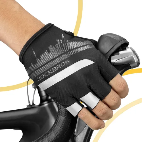 Miniatura 6 de ROCKBROS - Guantes de ciclismo de montaña para hombre, guantes de ciclismo con pantalla táctil, antideslizantes, MTB, guantes de ciclismo