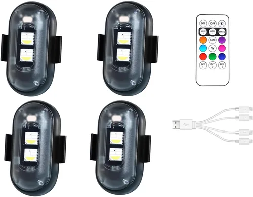 Luces estroboscópicas LED inalámbricas con control remoto, luces de advertencia anticolisión recargables por USB, impermeables, luces LED