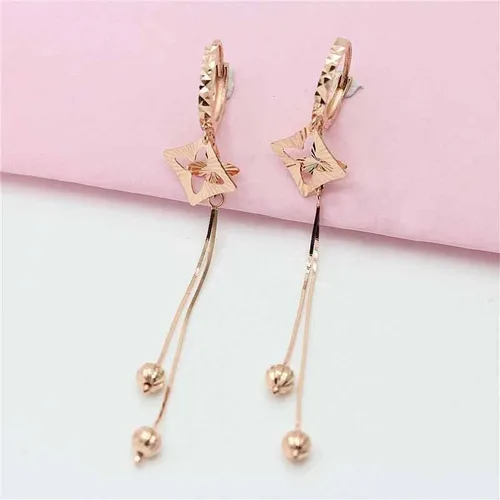 Miniatura 3 de SAGEKING 2024 New 14K Rose Gold Fashion Hollow Style Flower Soft Chain Tassel Earrings For Women585 Purple Gold Classic Charm Jewelry Fashion