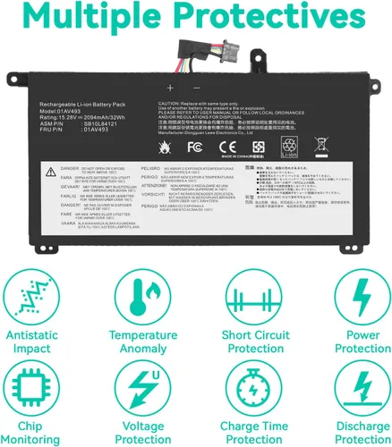 Miniatura 7 de TREE.NB 01AV493 - Batería de repuesto para laptop ThinkPad T570 T580 P51S P52S Series 00UR890 00UR892 SB10L84121 SB10L84122 SB10L84123 T570 00UR891