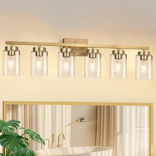 Miniatura 15 de IZORRO Moderna lámpara de baño, 3 luces negras claras, accesorios de iluminación de baño sobre espejo con vidrio transparente para sala de estar